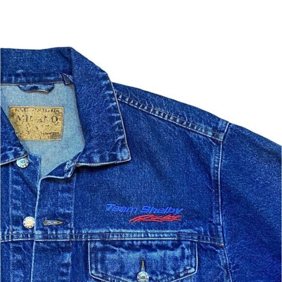 Vintage Milano Bay Team Shelby Blue Denim Jacket Large 100% Cotton - Picture 3 of 9